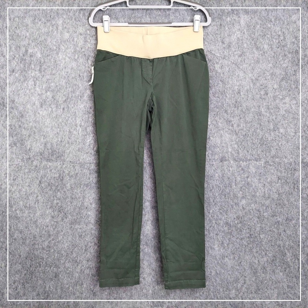 Gap Maternity Pant Sz 0 Olive Chino Best Girlfriend‎ Stretchy Belly Band casual